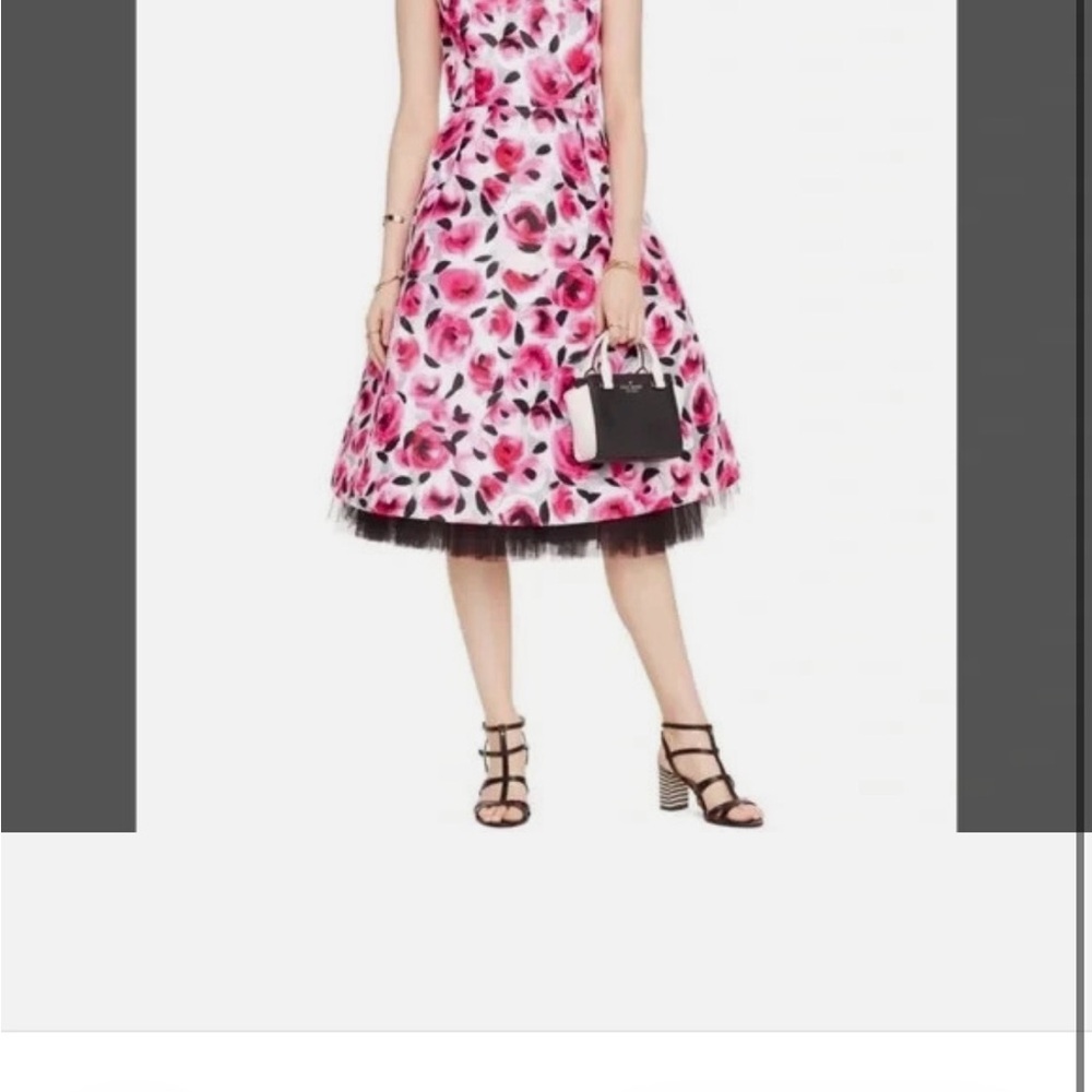 KATE SPADE Tea Dress Womens Size 2 Pink Rosebud Fit Flare Tulle Lined $598